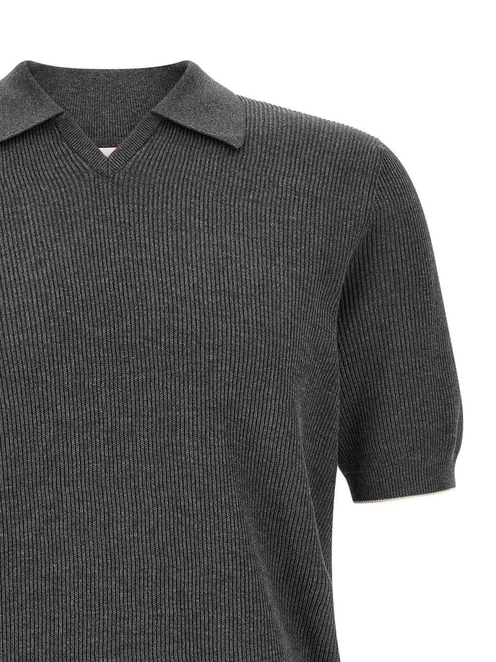 Brunello Cucinelli Gray Cotton Polo Shirt