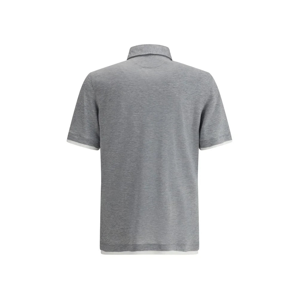 Brunello Cucinelli Gray Cotton Polo Shirt - S