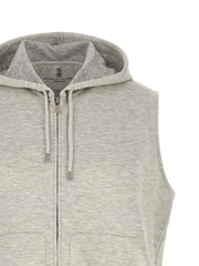 Brunello Cucinelli Gray Cotton Sleeveless Jacket