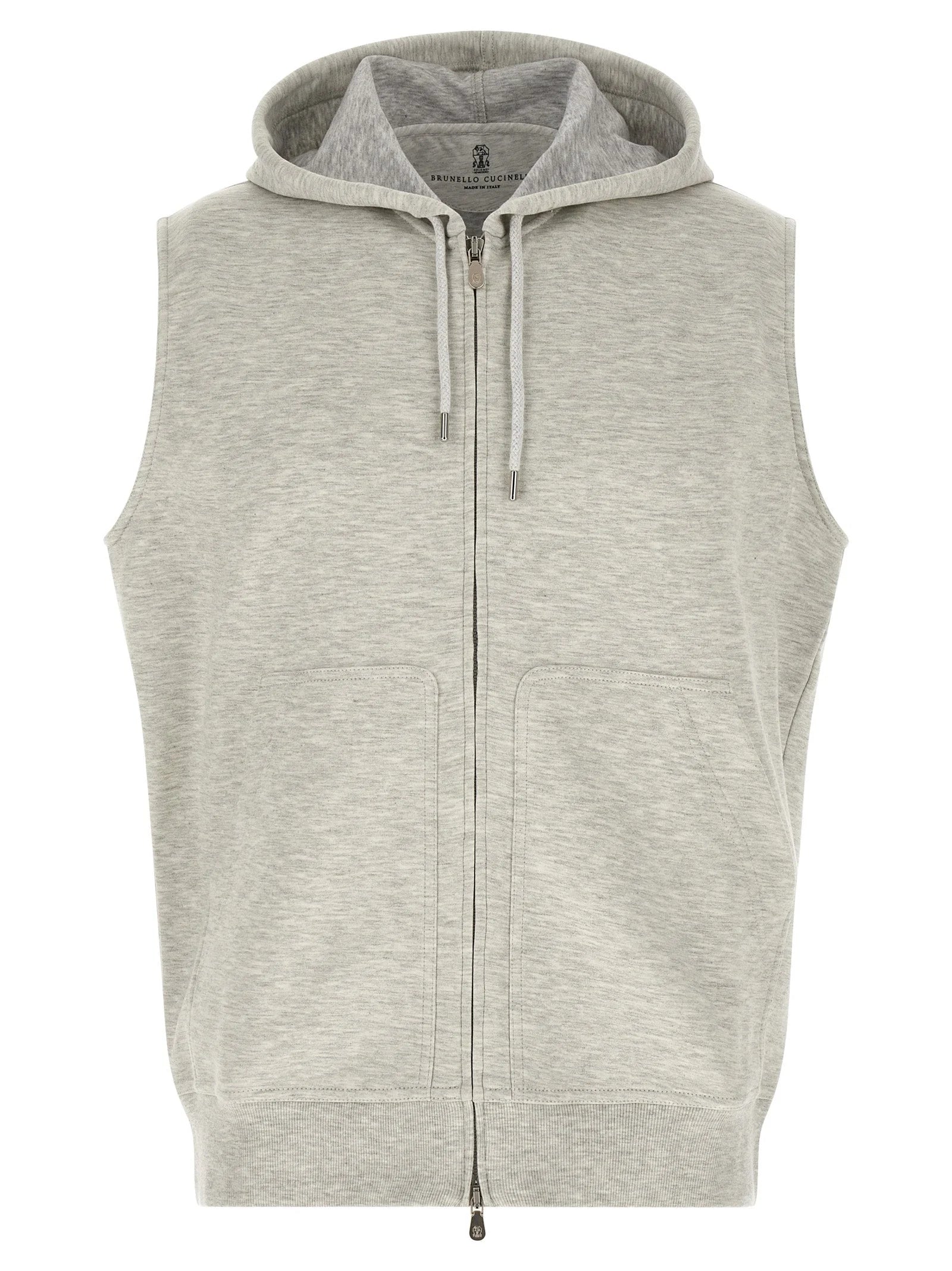 Brunello Cucinelli Gray Cotton Sleeveless Jacket