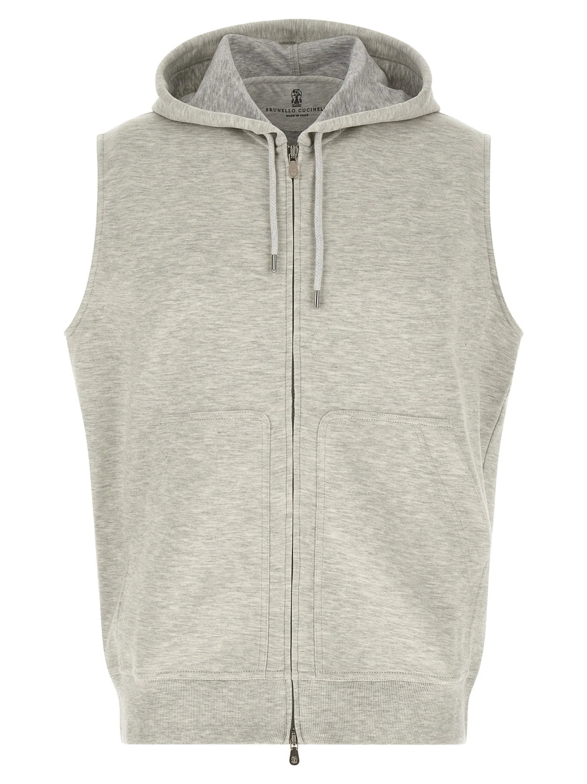 Brunello Cucinelli Gray Cotton Sleeveless Jacket