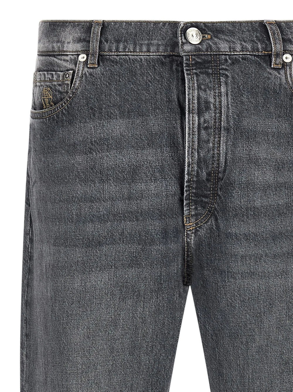 Brunello Cucinelli Gray Cotton Straight-Leg Jeans