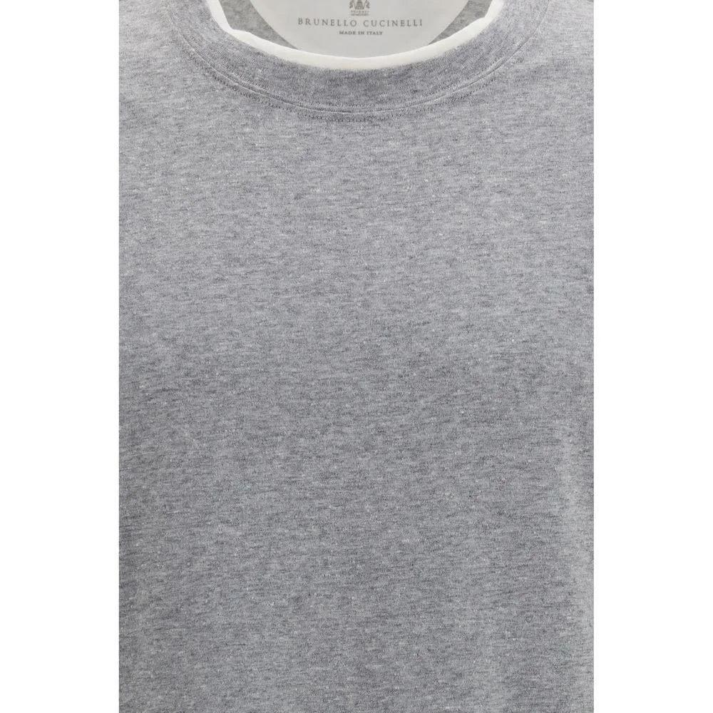 Brunello Cucinelli T-Shirt in Cotone Grigio