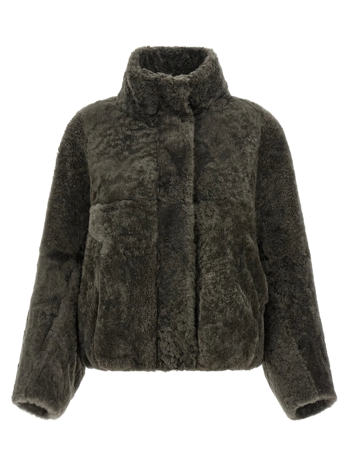 Brunello Cucinelli Gray Lamb Leather Full-Length Jacket