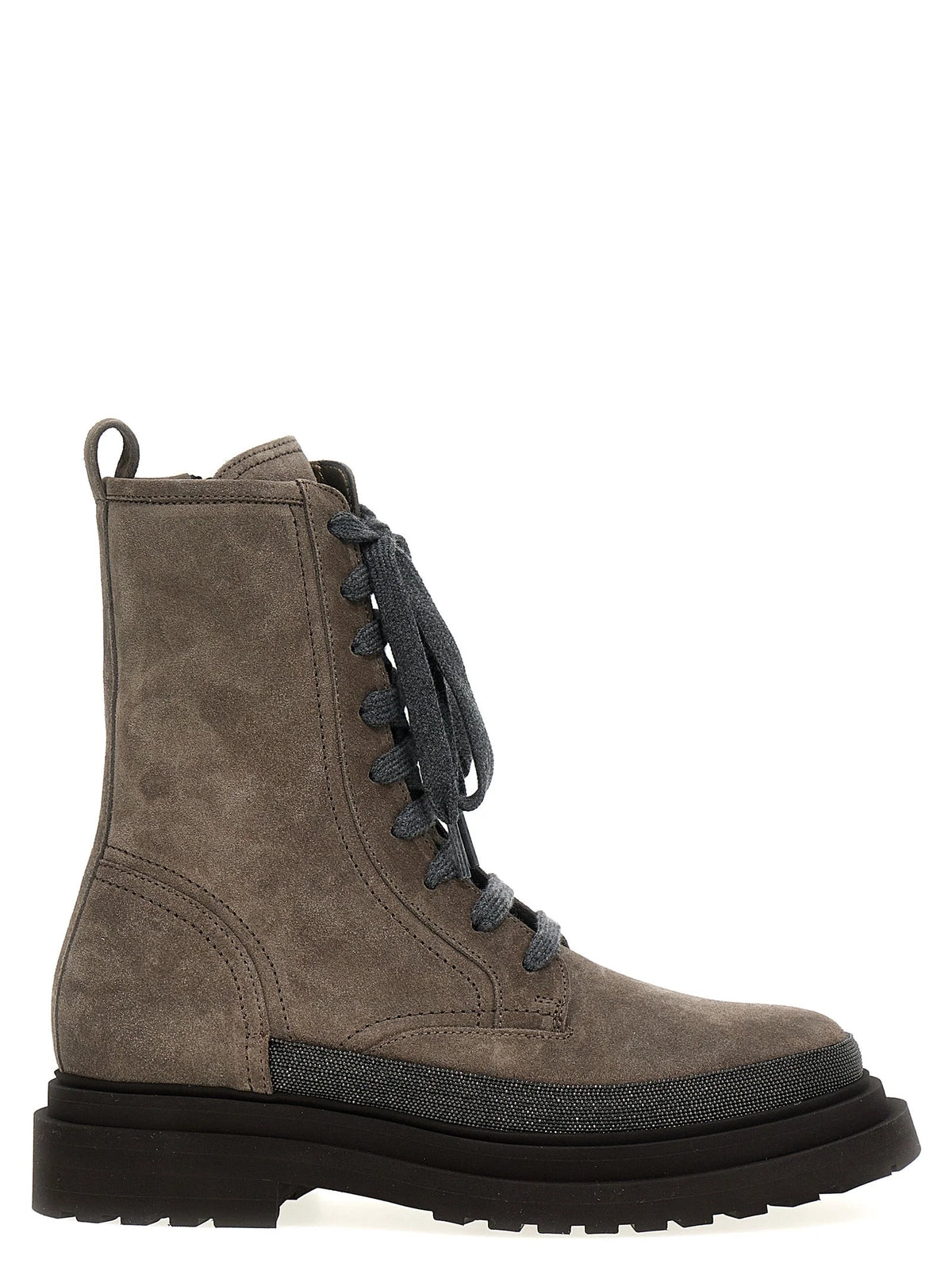 Brunello Cucinelli Gray Leather Ankle Boots - EU37/US7