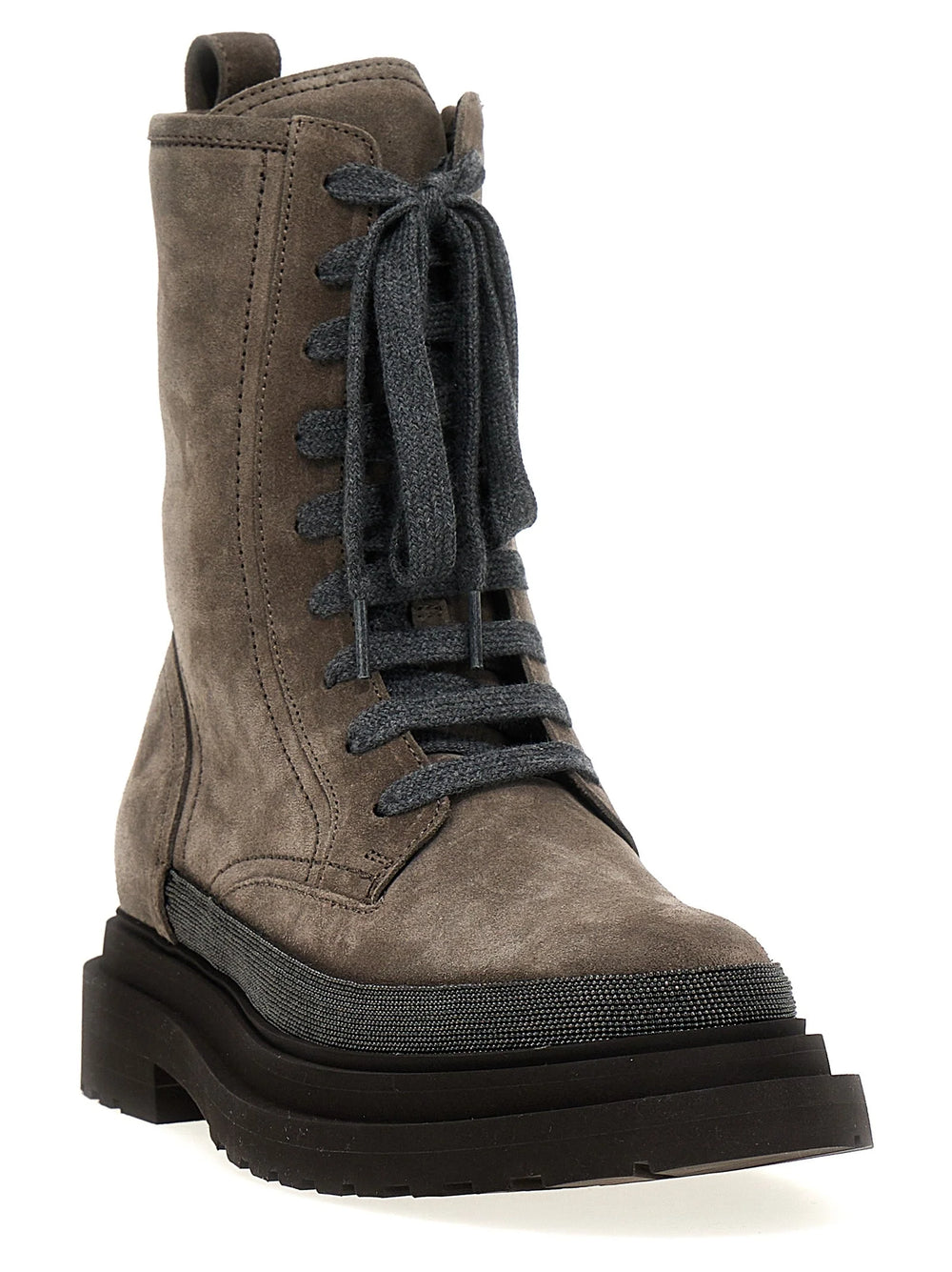 Brunello Cucinelli Gray Leather Ankle Boots - EU37/US7