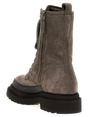 Brunello Cucinelli Gray Leather Ankle Boots - EU37/US7