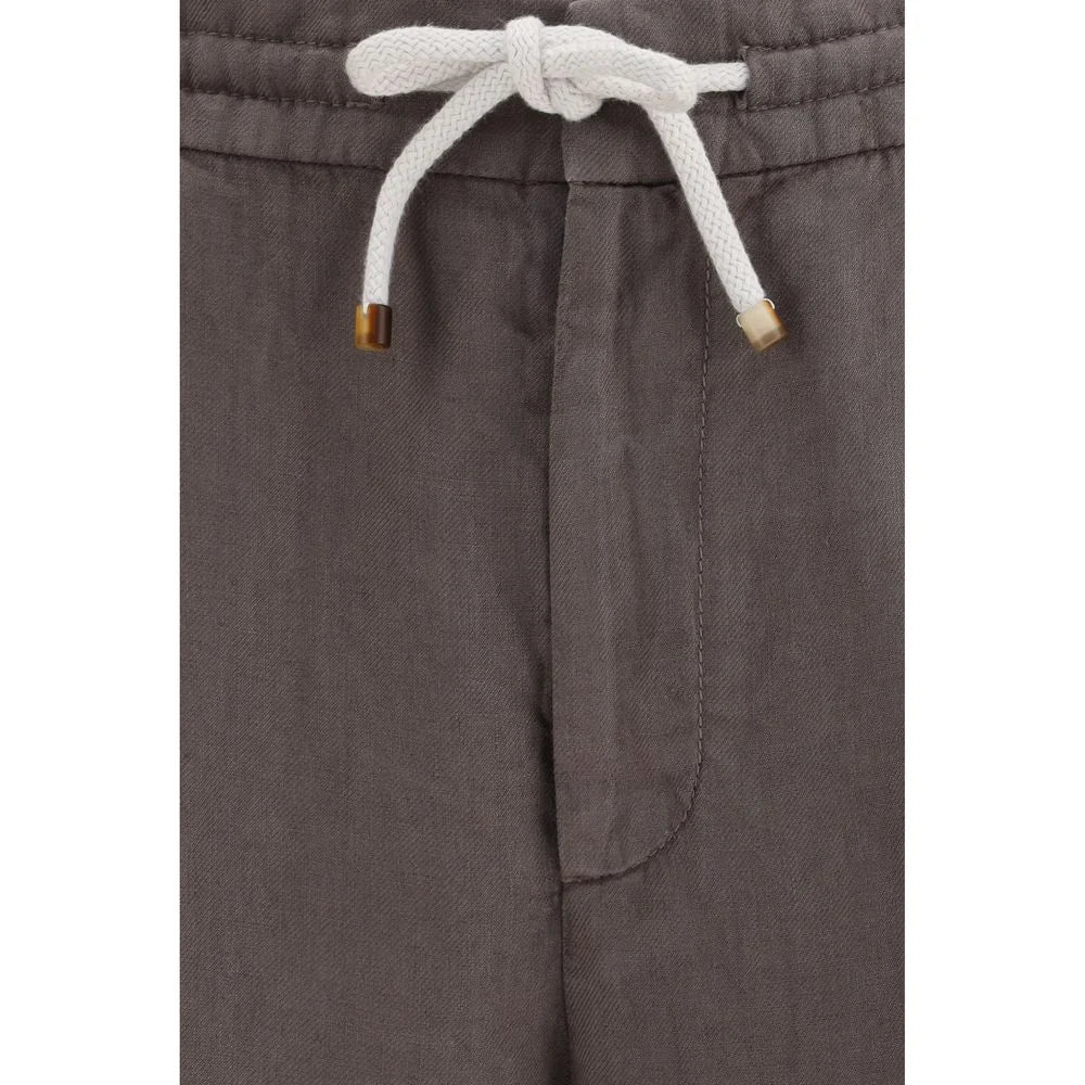 Brunello Cucinelli Gray Linen Casual Pants