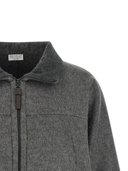 Brunello Cucinelli Gray Virgin Wool Full-Length Jacket