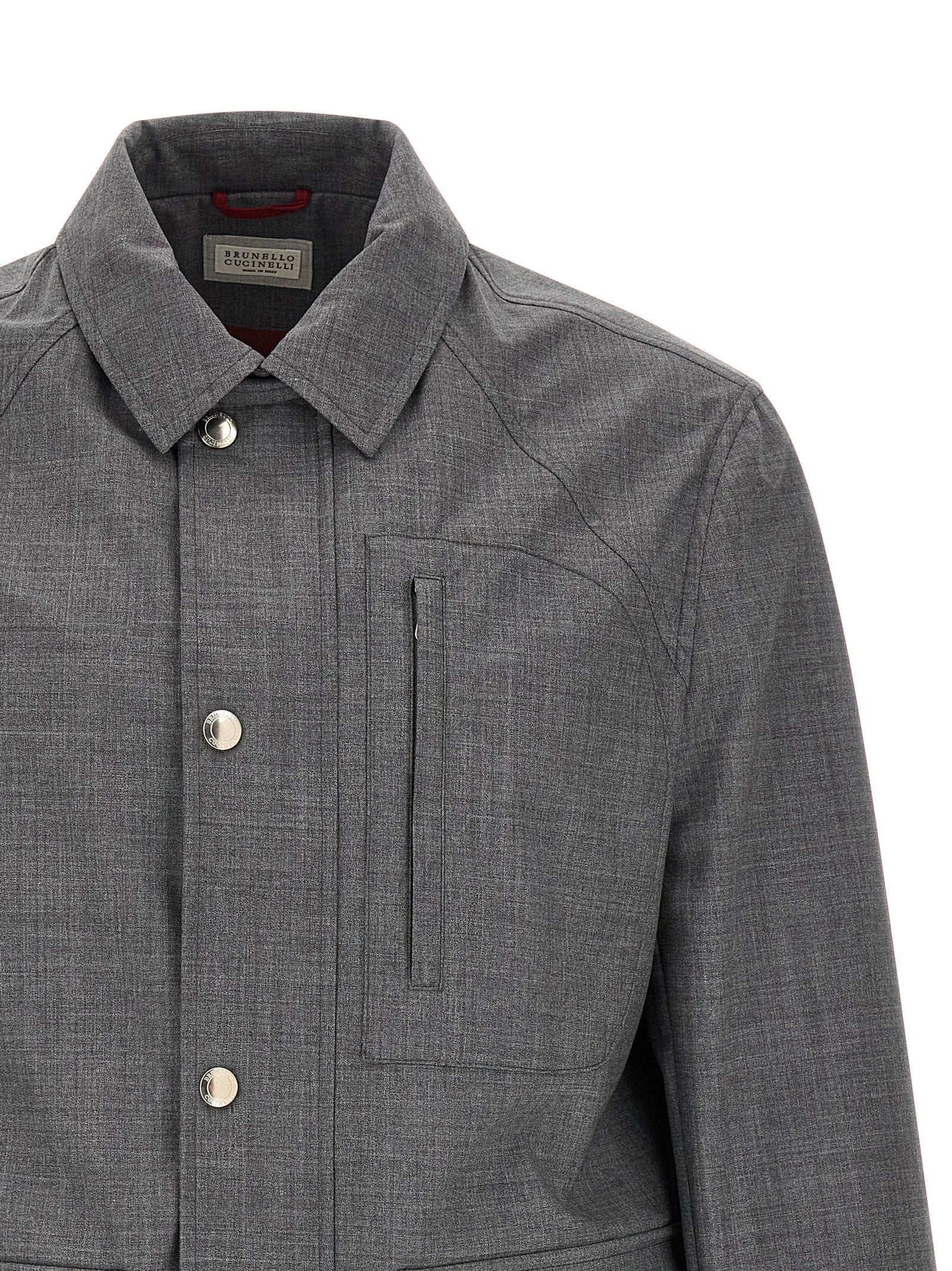 Brunello Cucinelli Gray Virgin Wool Full-Length Jacket