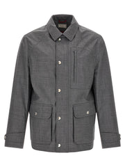 Brunello Cucinelli Gray Virgin Wool Full-Length Jacket