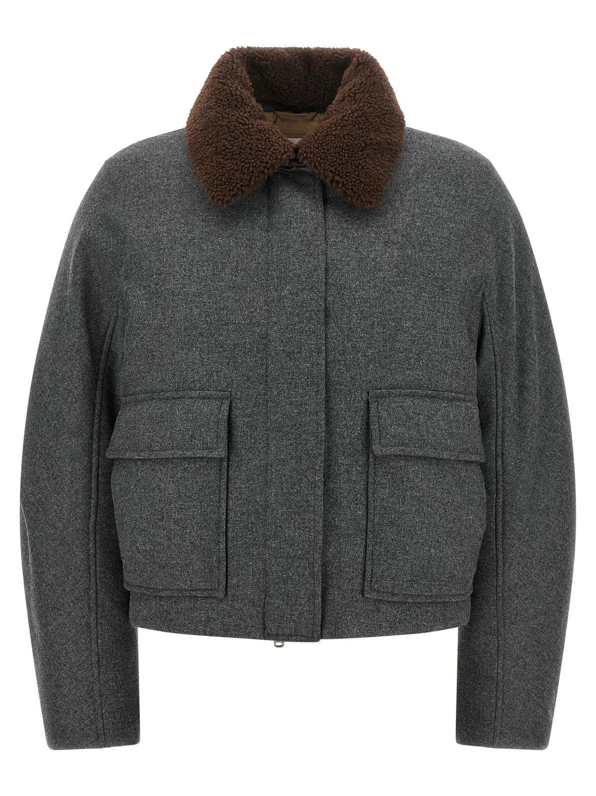 Brunello Cucinelli Gray Virgin Wool Full-Length Jacket