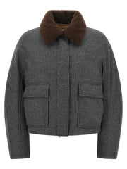 Brunello Cucinelli Gray Virgin Wool Full-Length Jacket