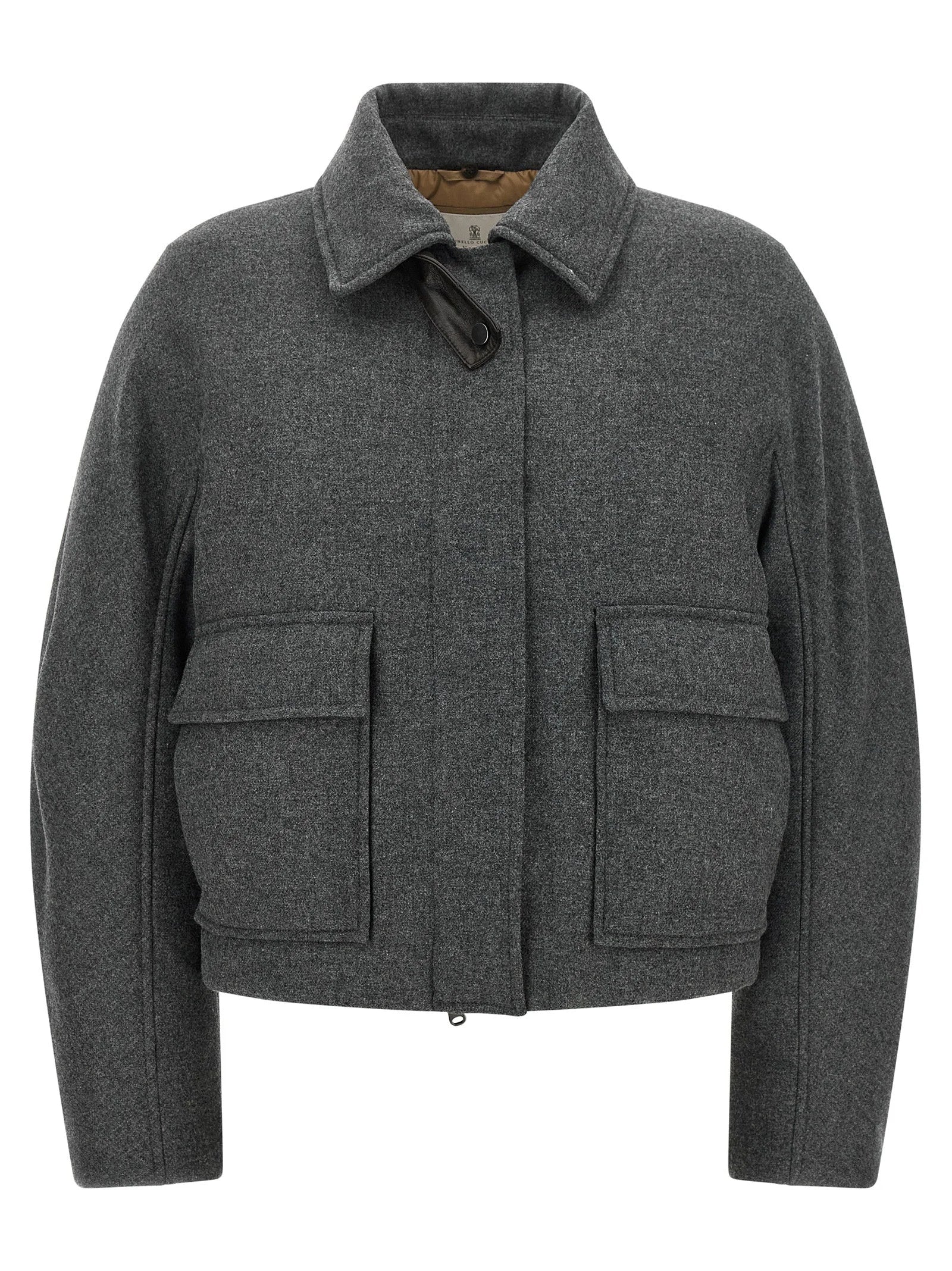 Brunello Cucinelli Gray Virgin Wool Full-Length Jacket