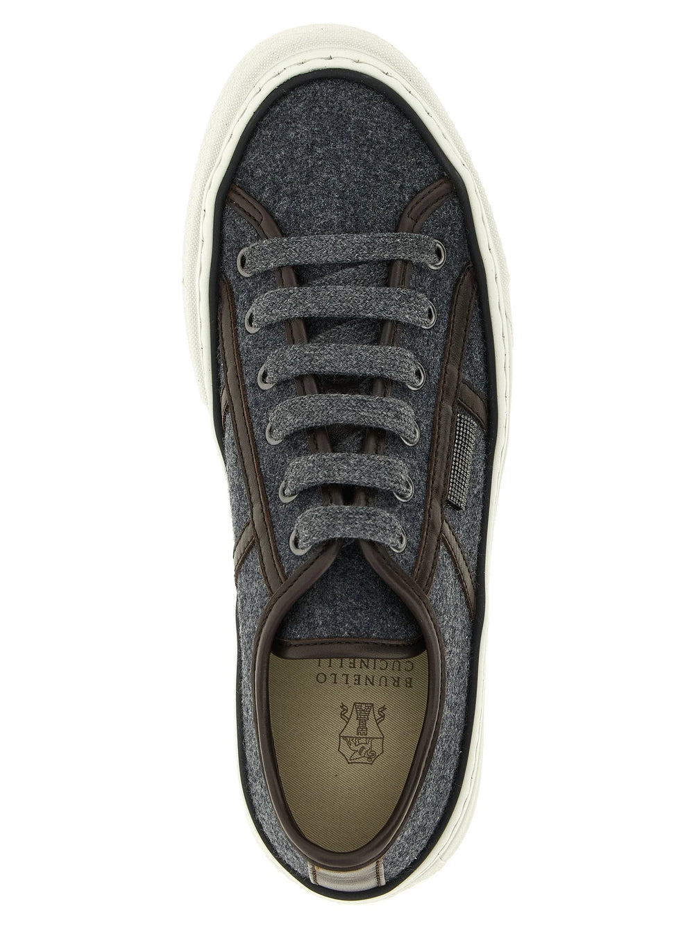 Brunello Cucinelli Gray Virgin Wool Low Top Sneakers