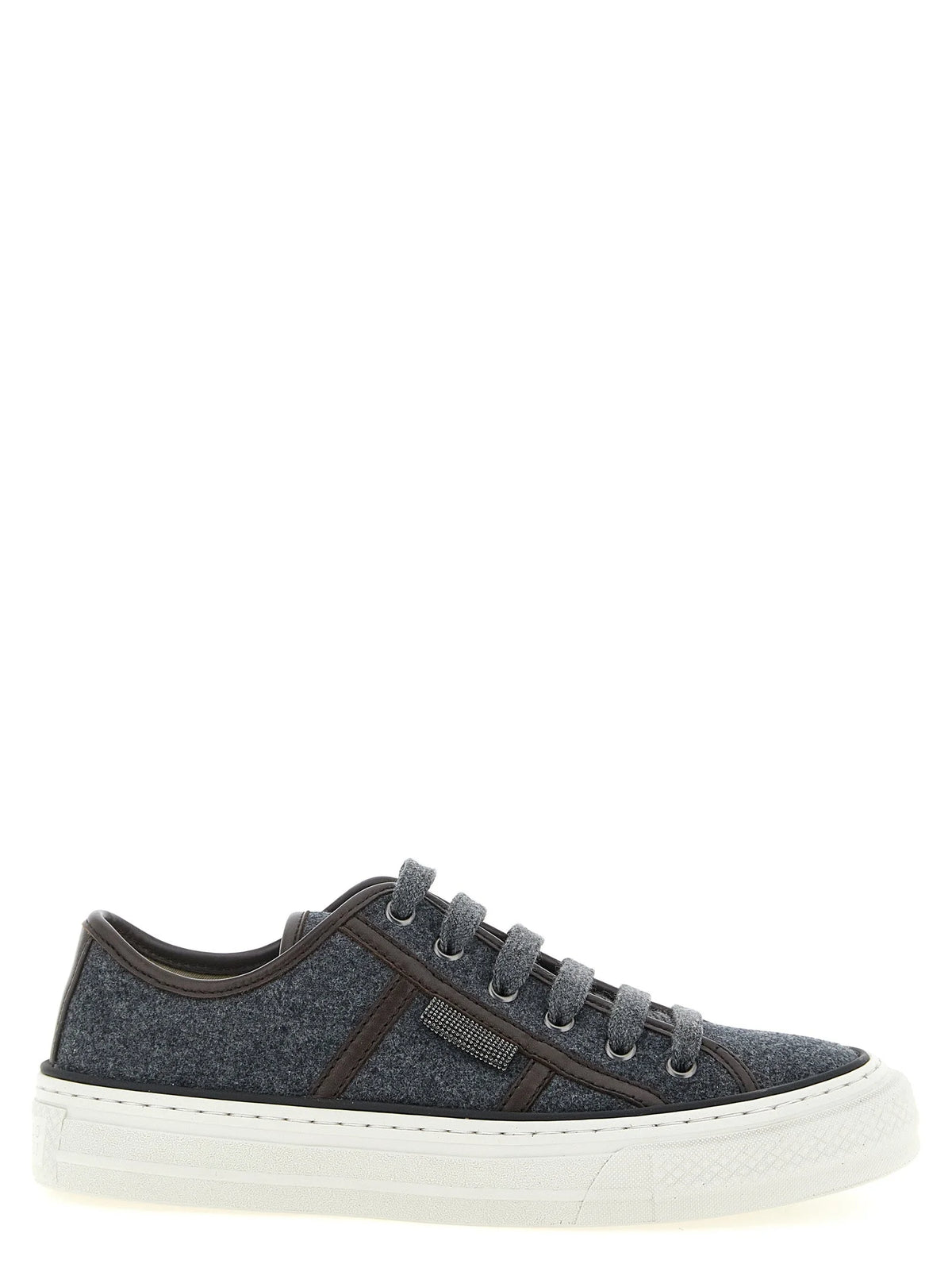 Brunello Cucinelli Gray Virgin Wool Low Top Sneakers