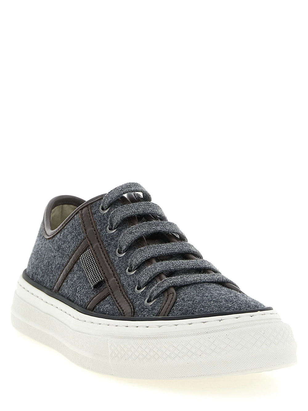 Brunello Cucinelli Gray Virgin Wool Low Top Sneakers