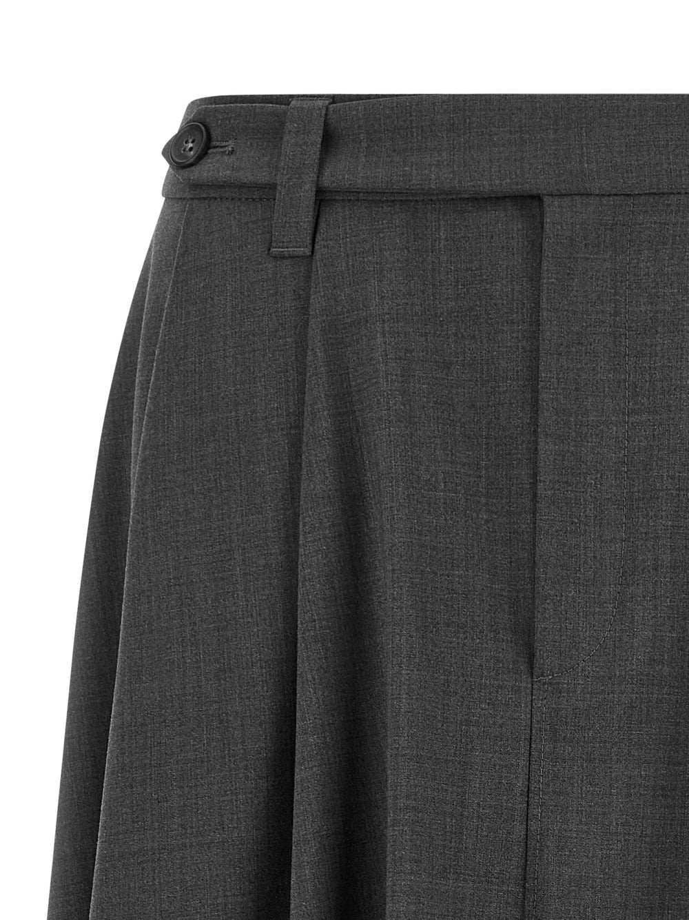 Brunello Cucinelli Gray Virgin Wool Midi Skirt