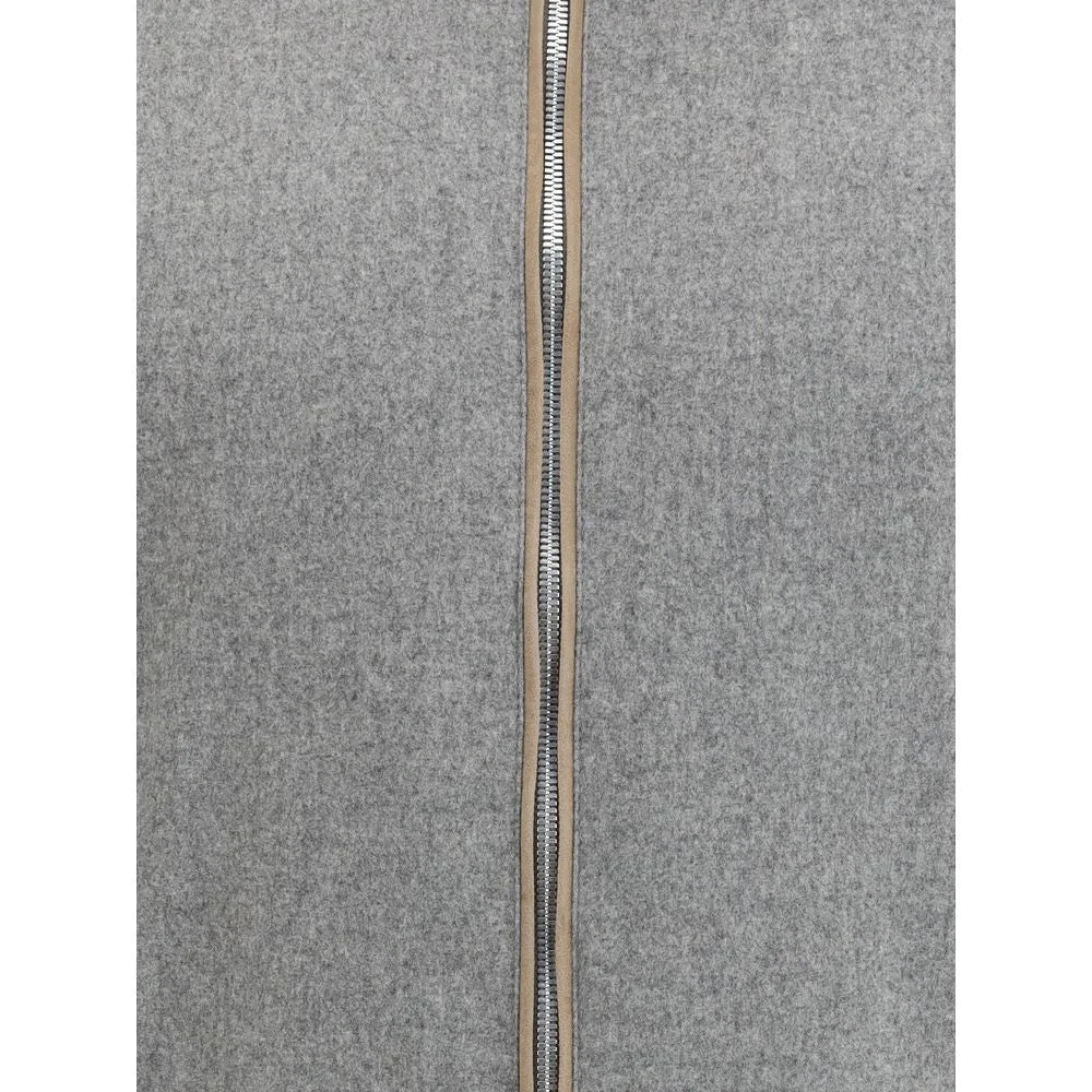 Brunello Cucinelli Gray Wool Full-Length Jacket