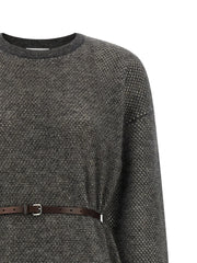 Brunello Cucinelli Gray Wool Midi Dress