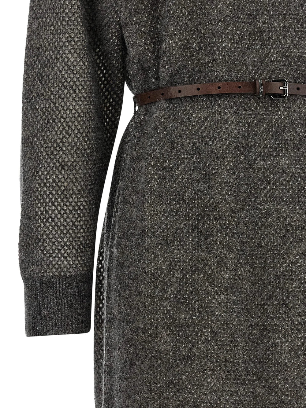 Brunello Cucinelli Gray Wool Midi Dress