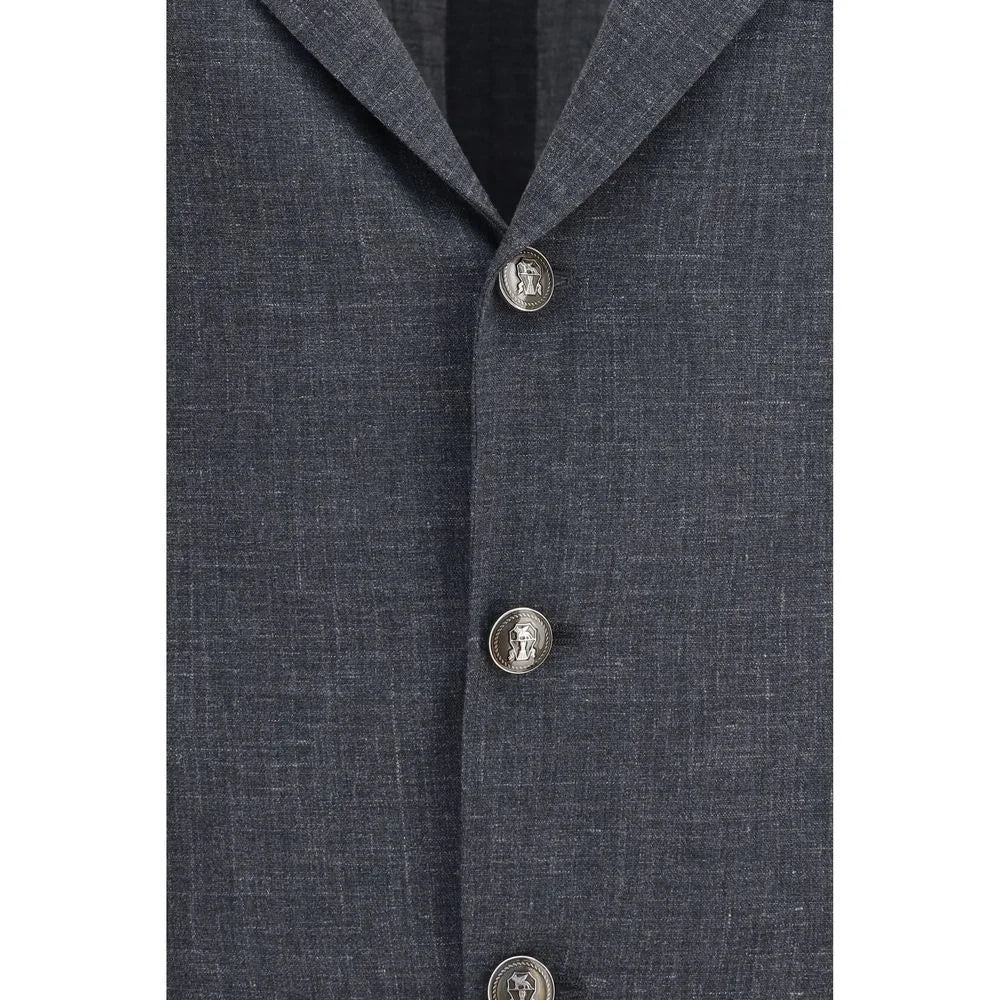Brunello Cucinelli Gray Wool Oves Aries Blazer