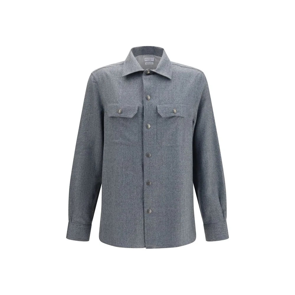 Brunello Cucinelli Gray Wool Oves Aries Shirt