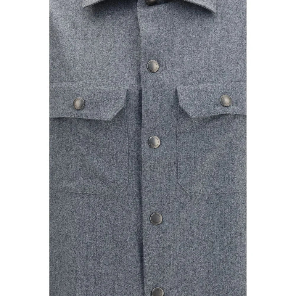 Brunello Cucinelli Gray Wool Oves Aries Shirt