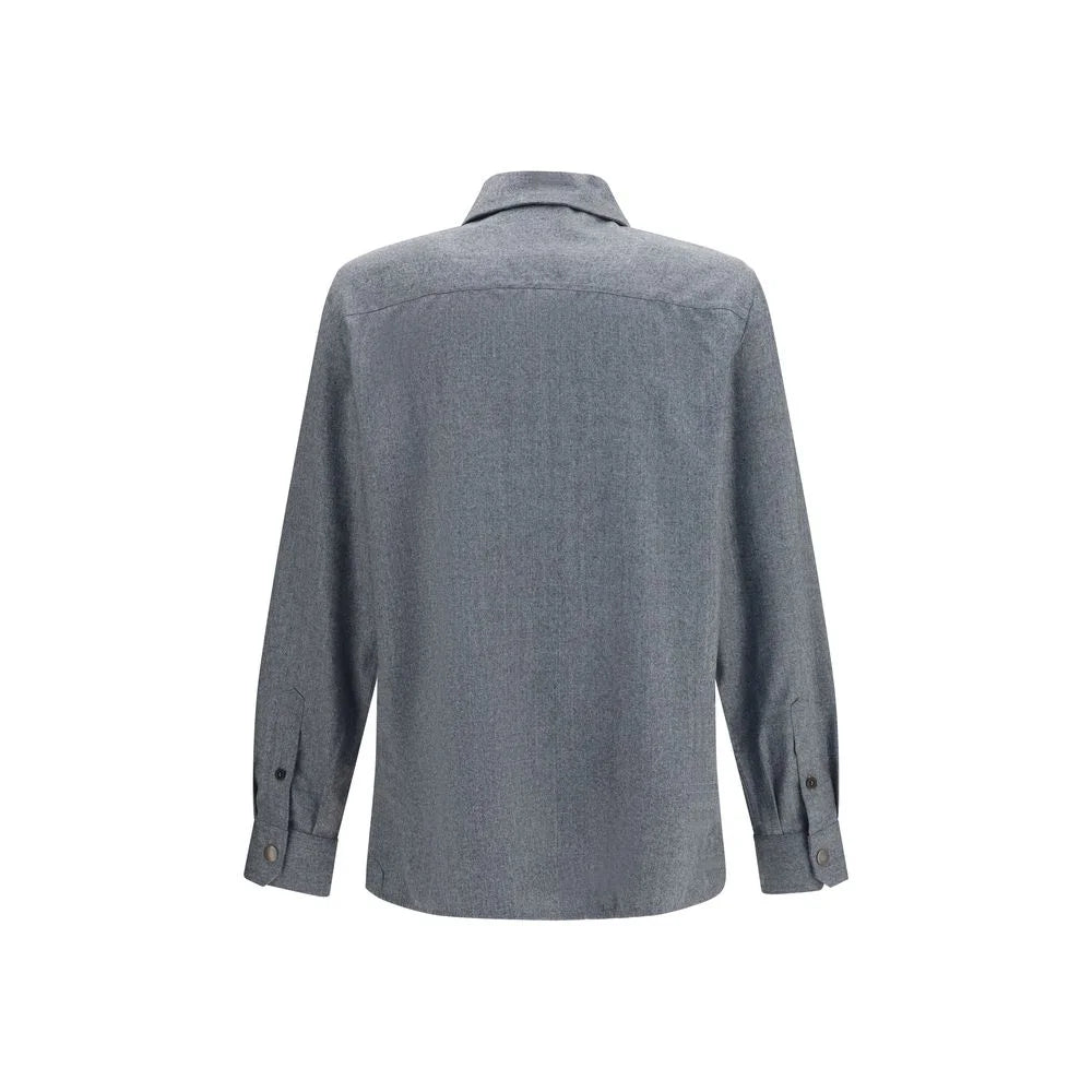 Brunello Cucinelli Gray Wool Oves Aries Shirt