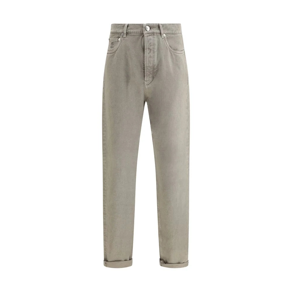 Brunello Cucinelli Green Cotton Straight-Leg Jeans
