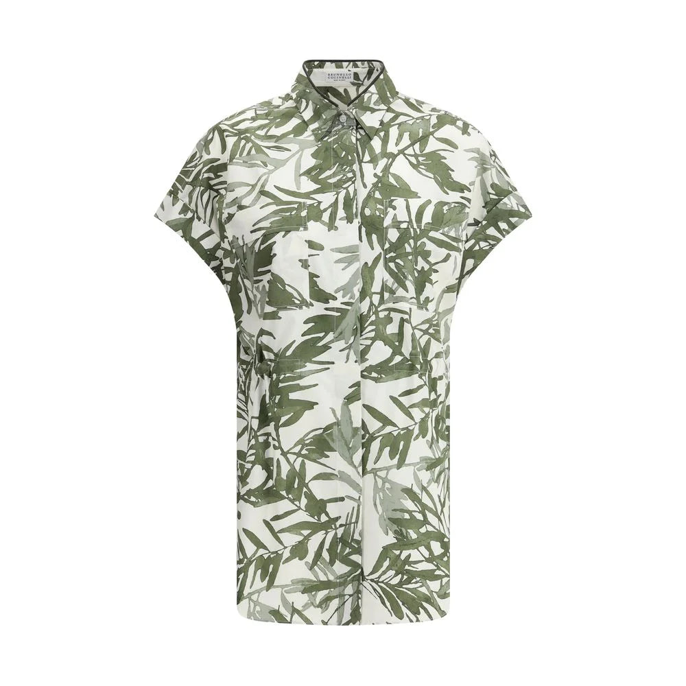 Brunello Cucinelli Leaf print Long Shirt - XXL