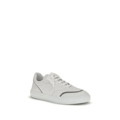 Brunello Cucinelli Leather Sneakers with Shiny Details - Sneakers