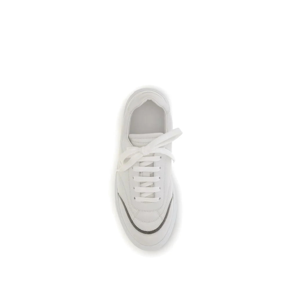 Brunello Cucinelli Leather Sneakers with Shiny Details - Sneakers