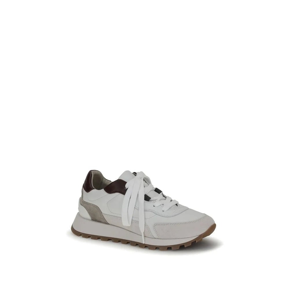 Brunello Cucinelli Leather Sneakers with shiny details - Sneakers