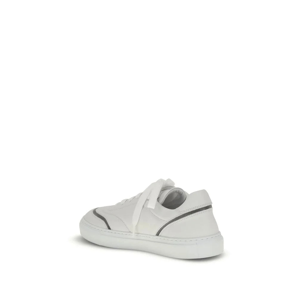 Brunello Cucinelli Leather Sneakers with Shiny Details - Sneakers