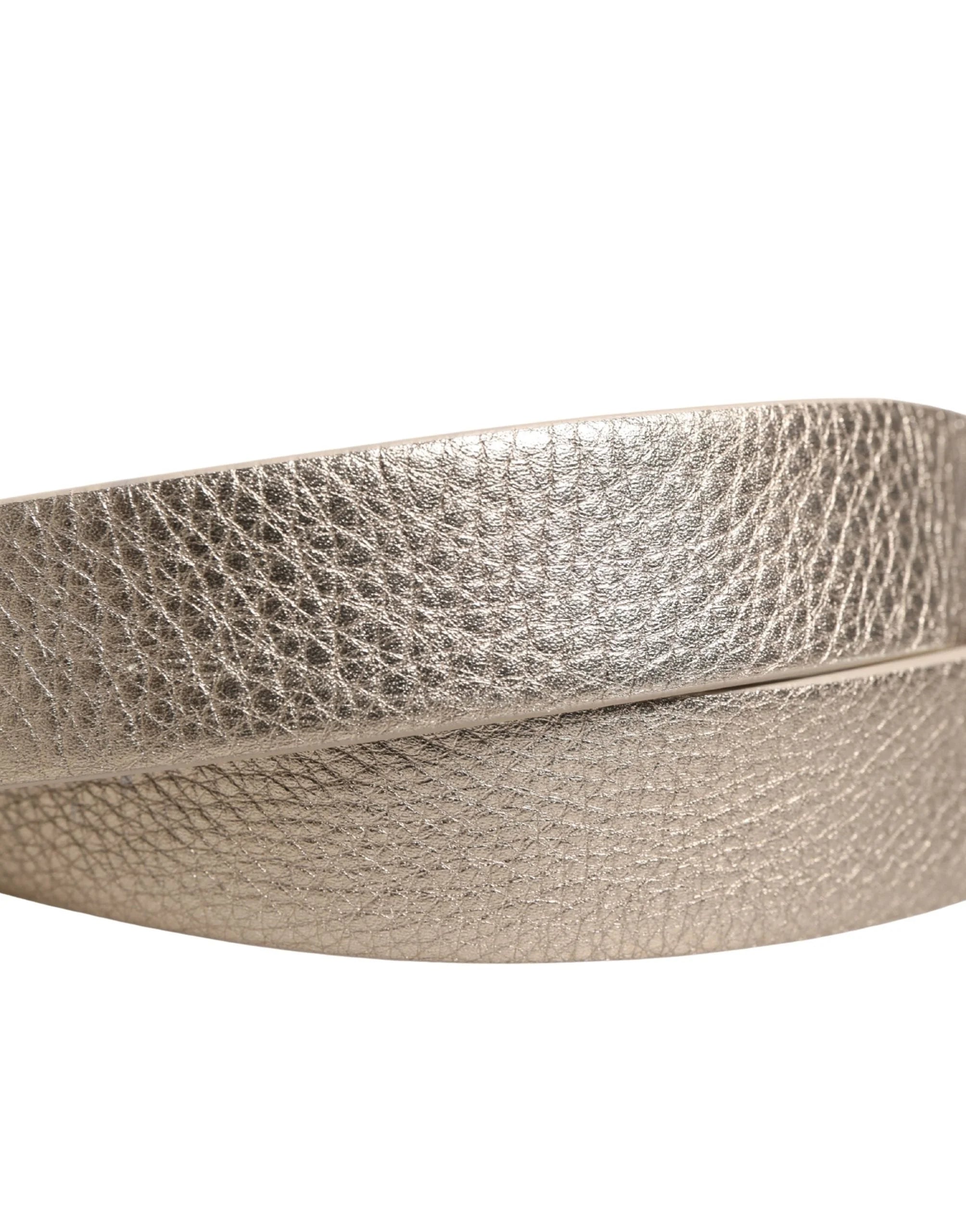 Brunello Cucinelli Metallic Beige Leather Silver Metal Buckle Belt - 85 cm / 34 Inches