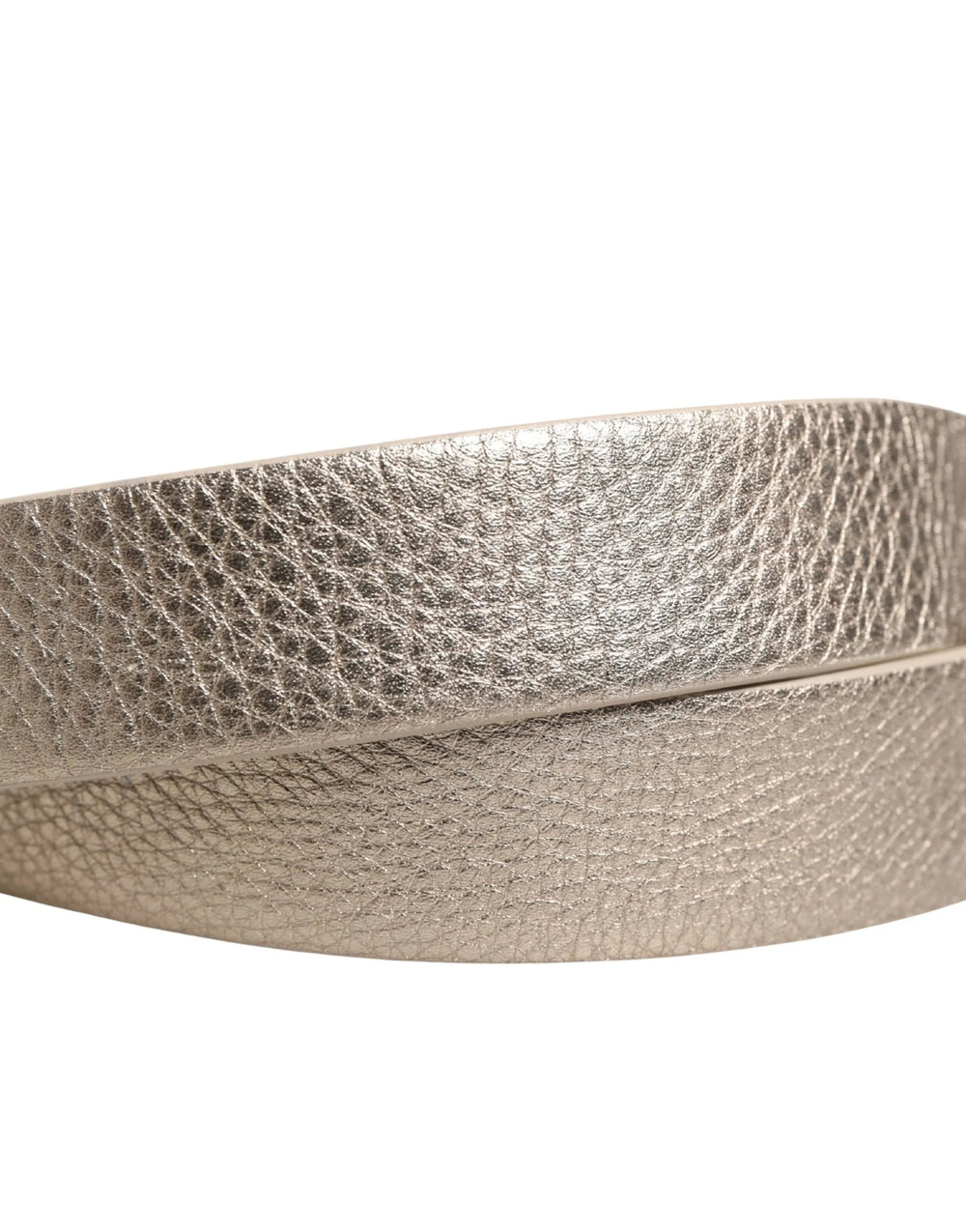 Brunello Cucinelli Metallic Beige Leather Silver Metal Buckle Belt - 85 cm / 34 Inches