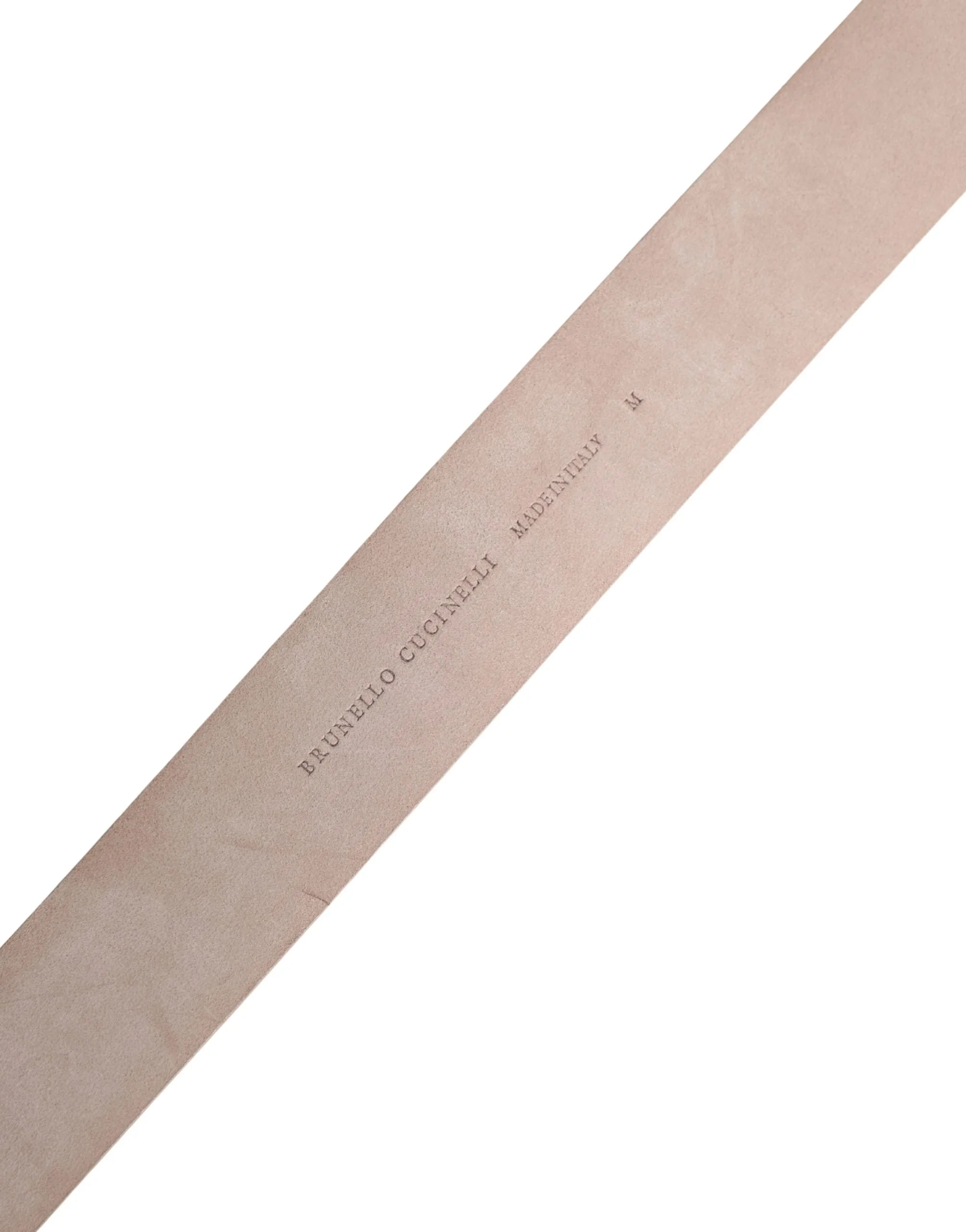 Brunello Cucinelli Metallic Beige Leather Silver Metal Buckle Belt - 85 cm / 34 Inches