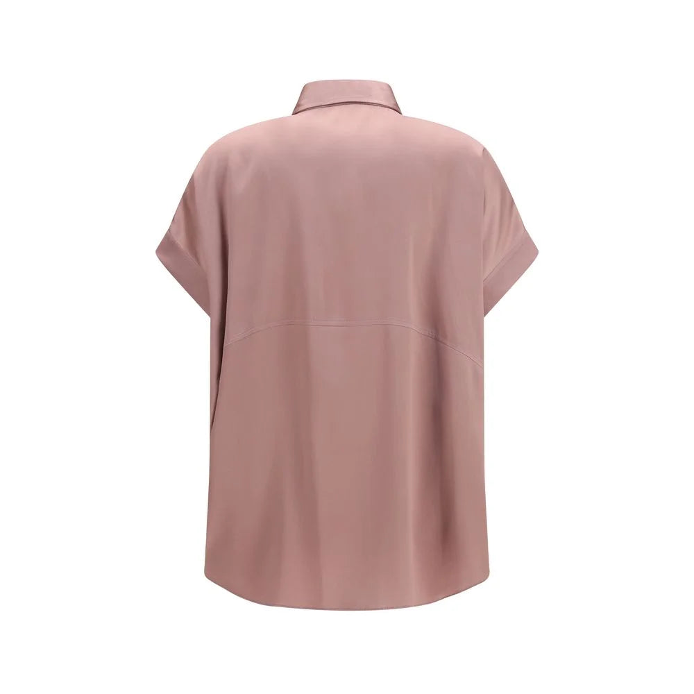 Cămașă cu mânecă scurtă din mătase multicolor Brunello Cucinelli