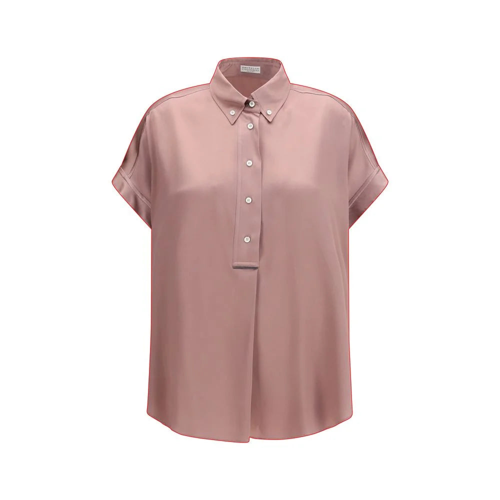 Cămașă cu mânecă scurtă din mătase multicolor Brunello Cucinelli