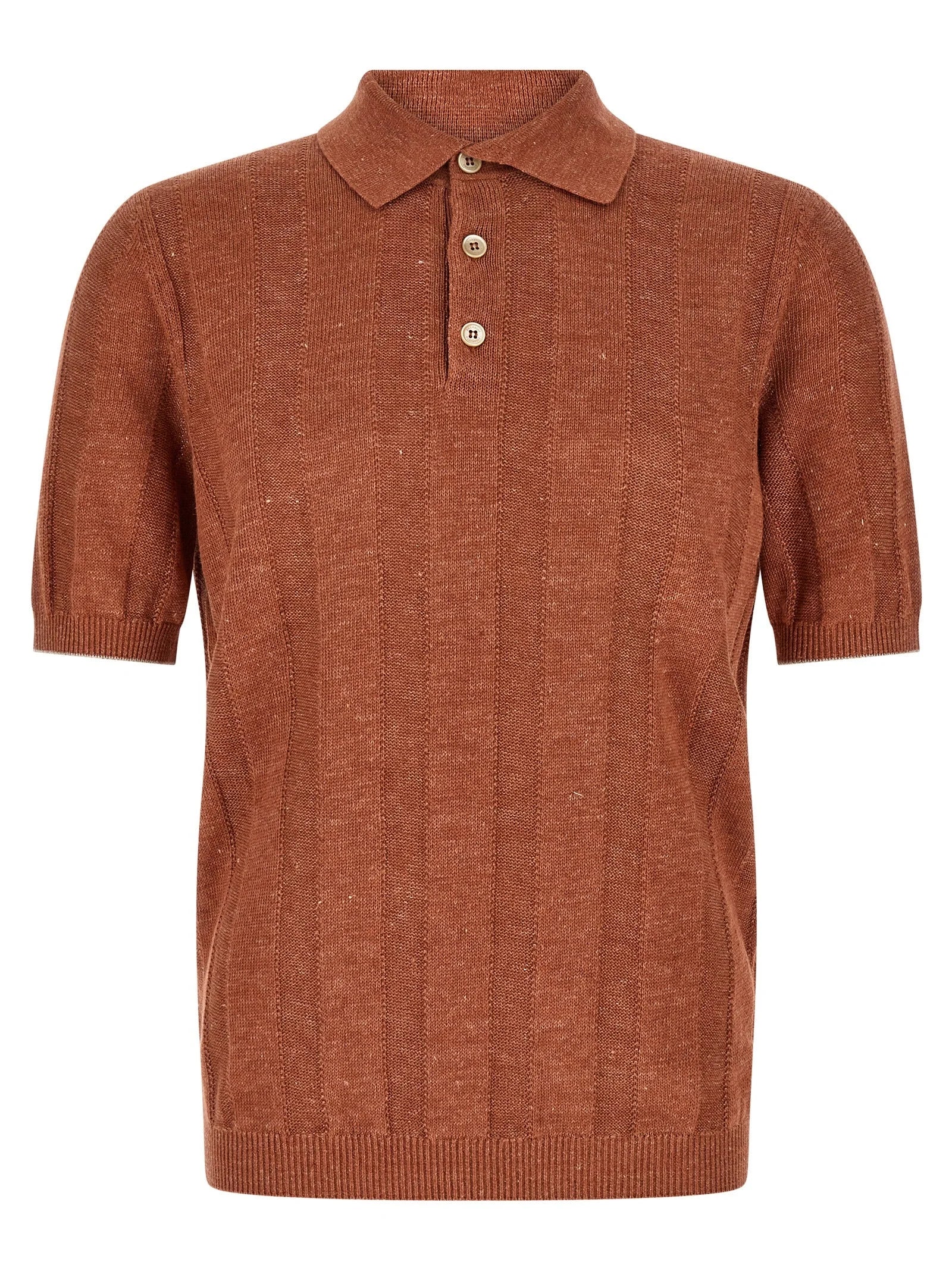 Brunello Cucinelli Orange Linen Polo Shirt
