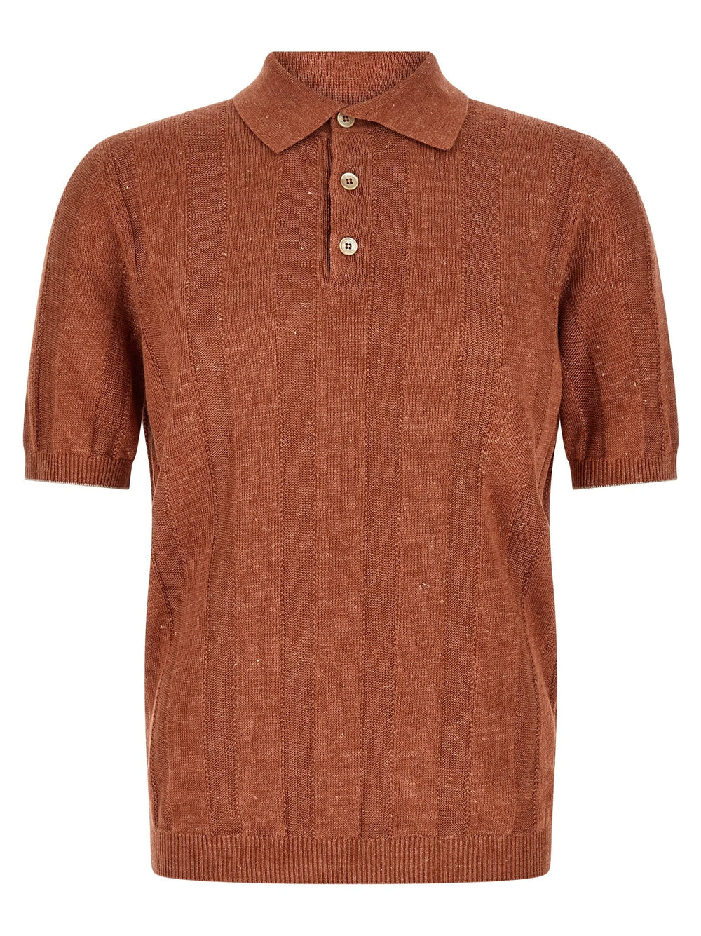 Brunello Cucinelli Orange Linen Polo Shirt