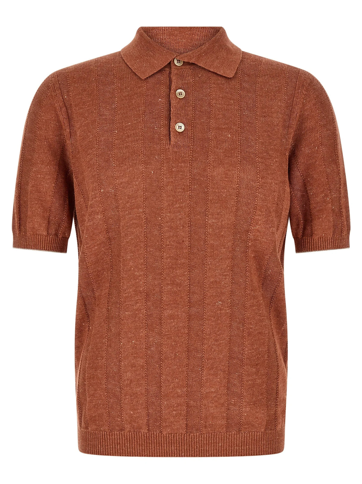 Brunello Cucinelli Orange Linen Polo Shirt