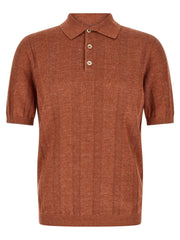 Brunello Cucinelli Orange Linen Polo Shirt