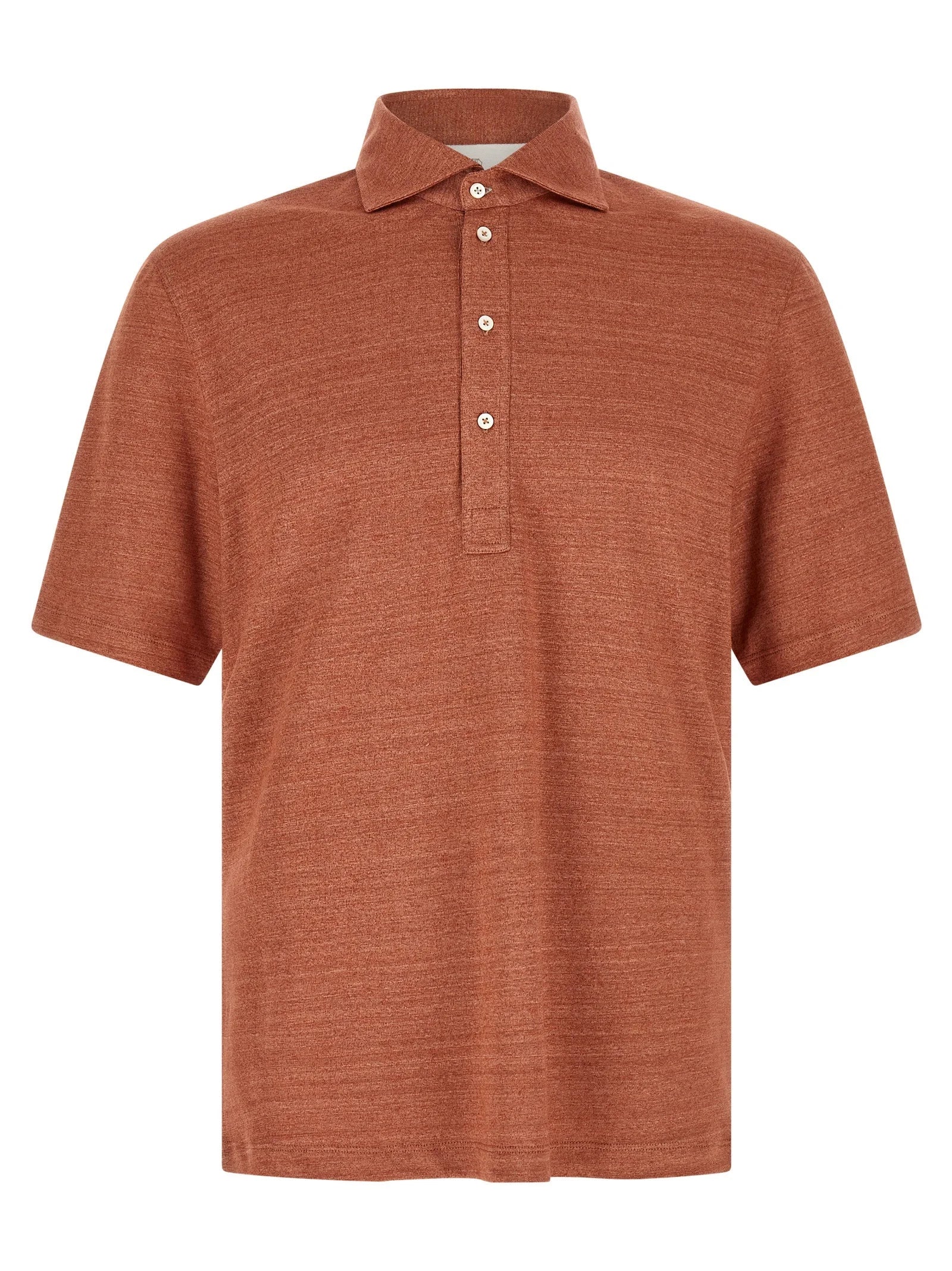 Brunello Cucinelli Orange Linen Polo Shirt