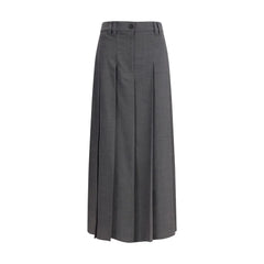 Brunello Cucinelli Pleated long Skirt in virgin wool techno gauze