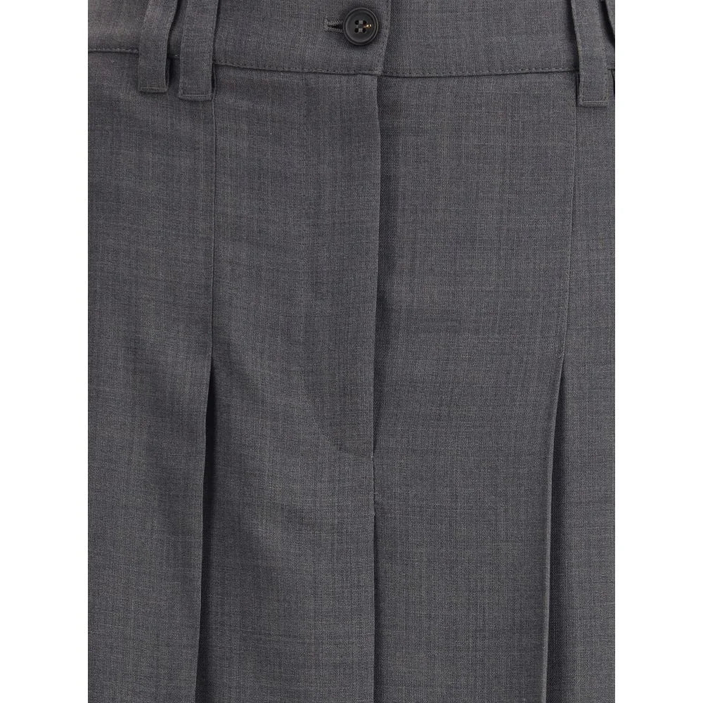 Brunello Cucinelli Pleated long Skirt in virgin wool techno gauze