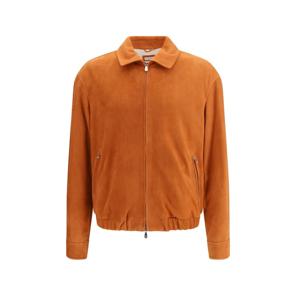 Brunello Cucinelli Red Calf Leather Bos Taurus Jackets And Coat - M