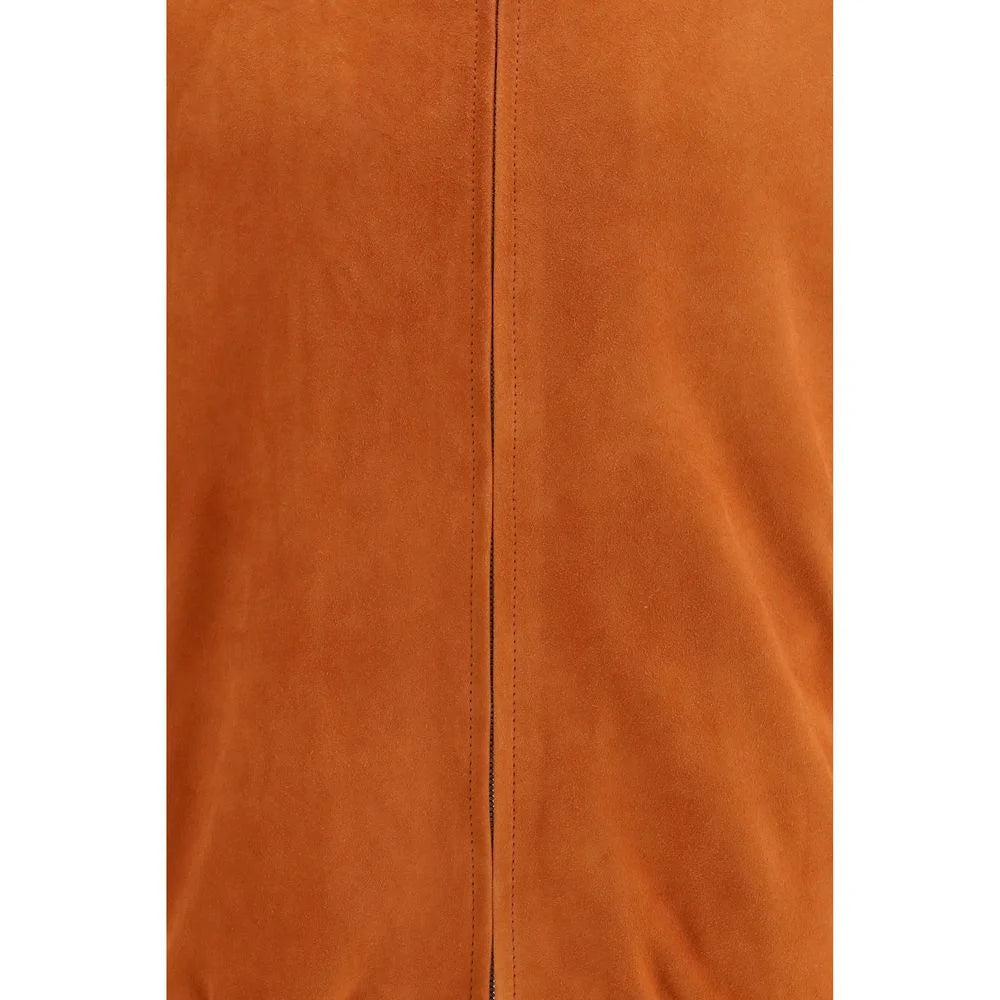 Brunello Cucinelli Red Calf Leather Bos Taurus Jackets And Coat - S