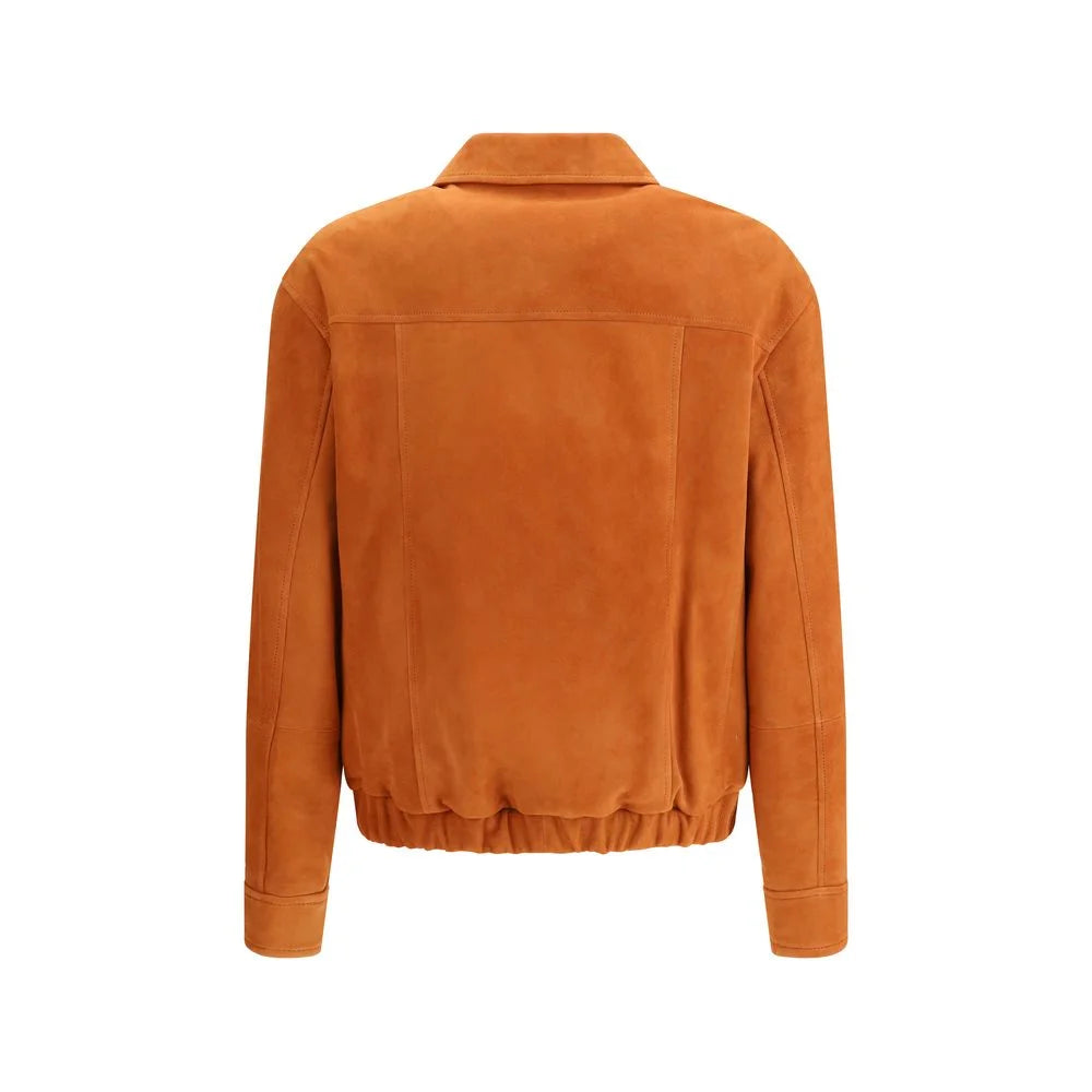 Brunello Cucinelli Red Calf Leather Bos Taurus Jackets And Coat - S